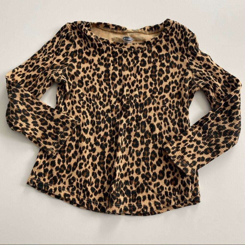 Old Navy Leopard Long Sleeve top 2T waffle knit top